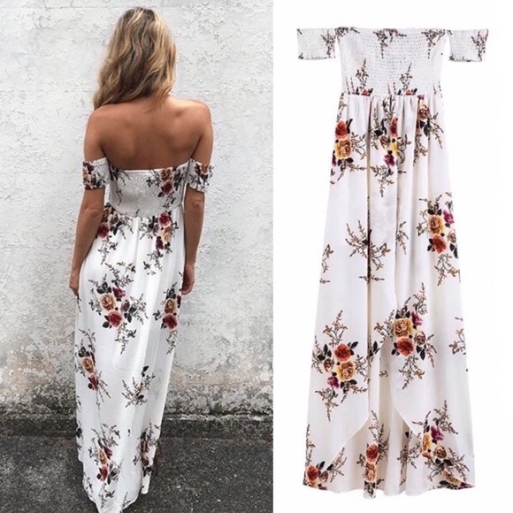 Off Shoulder Faux Wrap Floral Dress - Picture 2 of 8